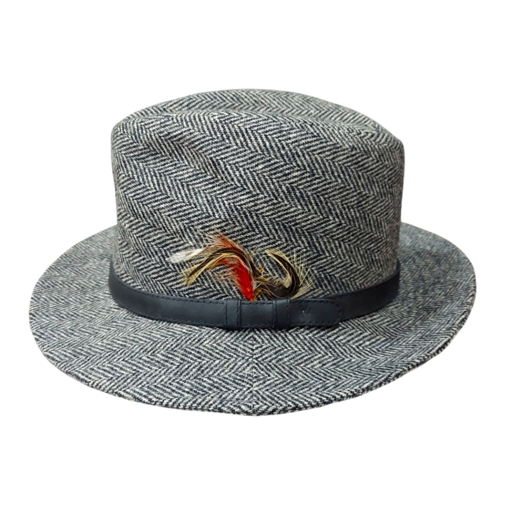 LONDON FOG 100% Wool Vintage Black And White Mens Fedora